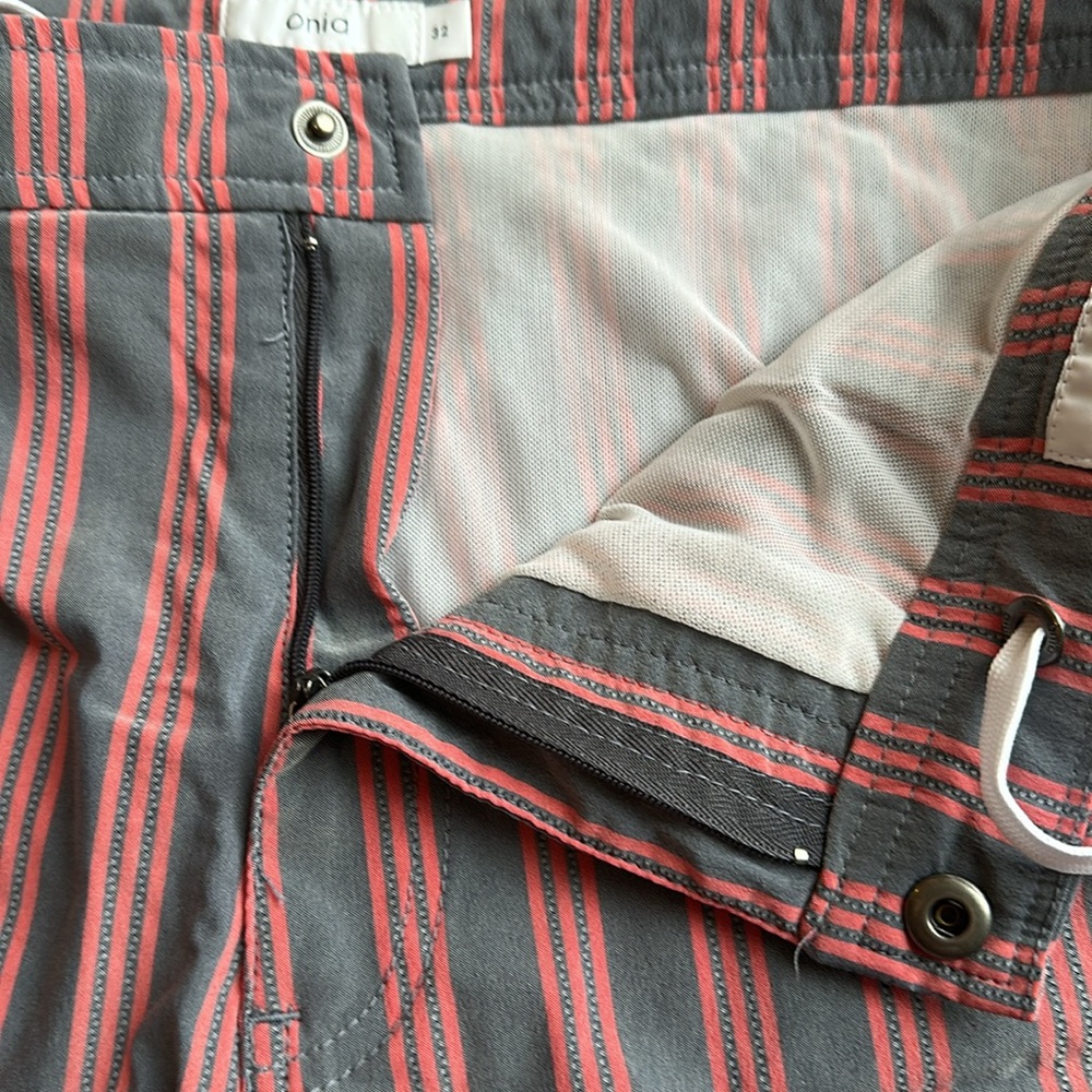 Onia pink and Blue/grey Striped Board Shorts - Picture 6 of 6
